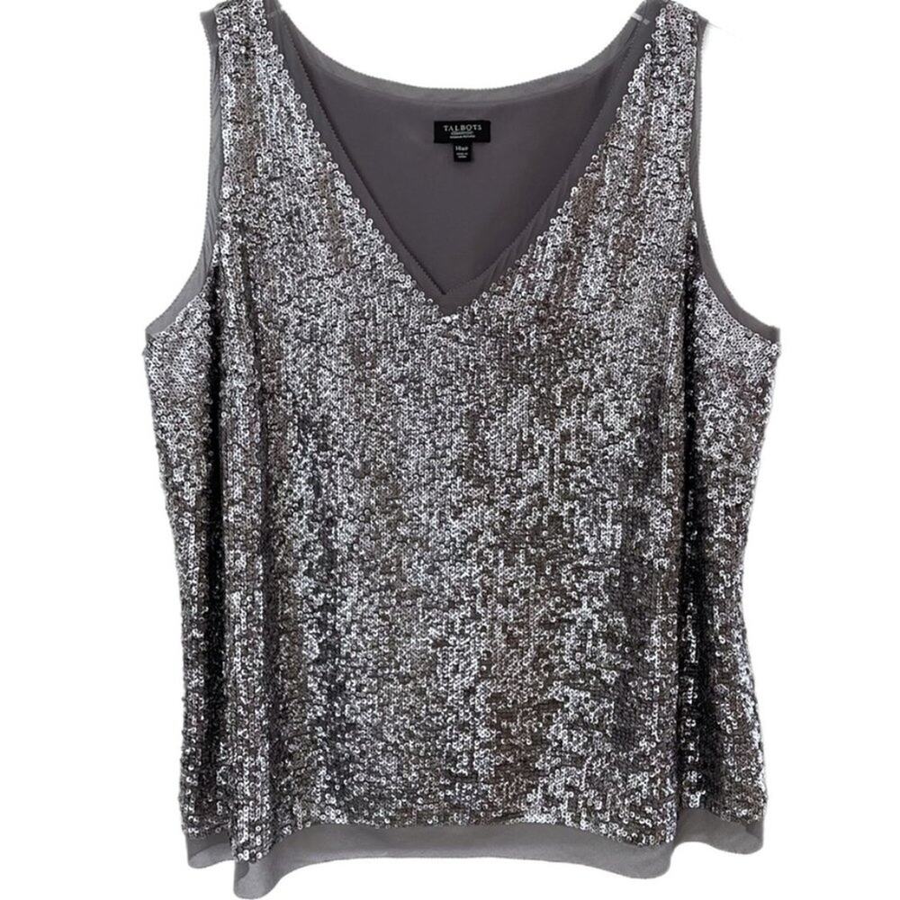 Talbots Fully Lined Sequin Tank Top Sz 14P